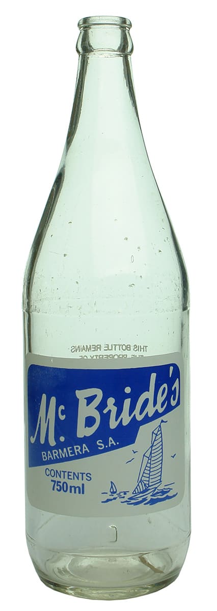 McBride's Barmera Ceramic Label Soft Drink Bottle
