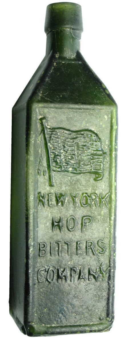 New York Hop Bitters Green Glass Bottle
