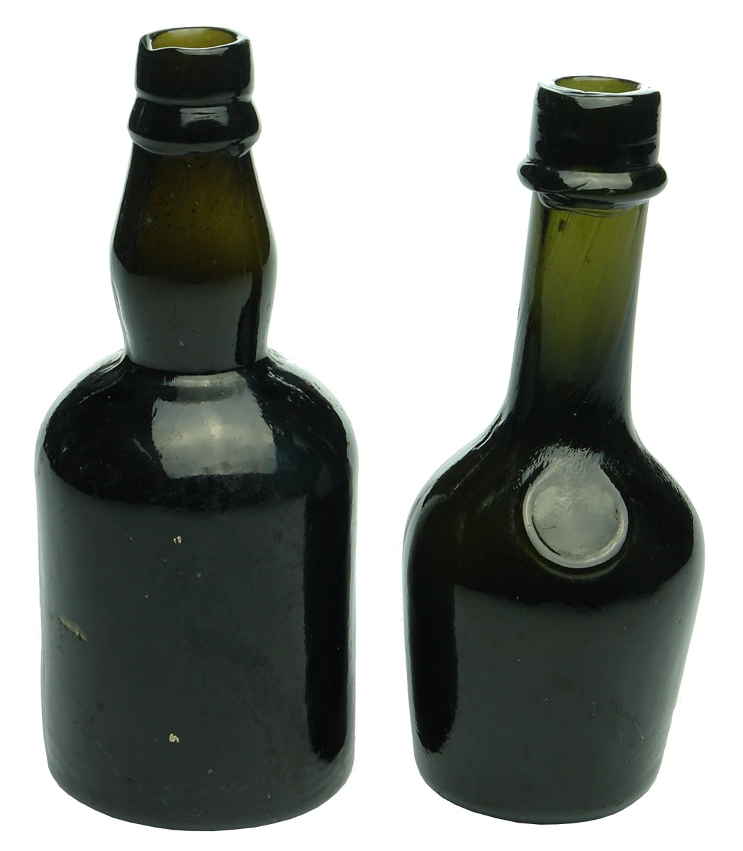 Sample Miniature Black Glass Bottles