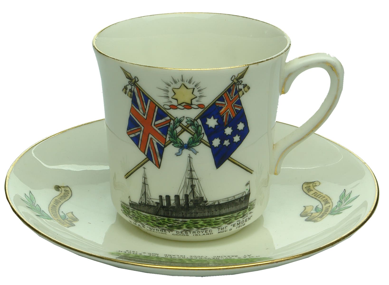 HMAS Sydney Emden Commemorative Cup Saucer Plate