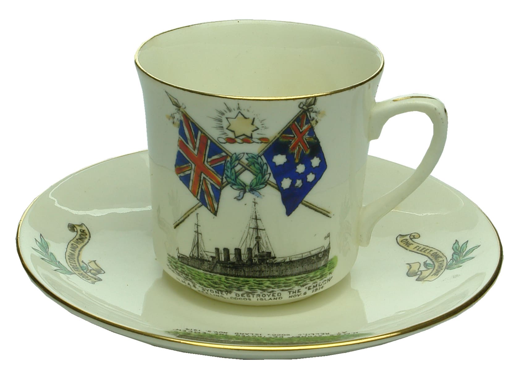 HMAS Sydney Emden Commemorative Cup Saucer Plate