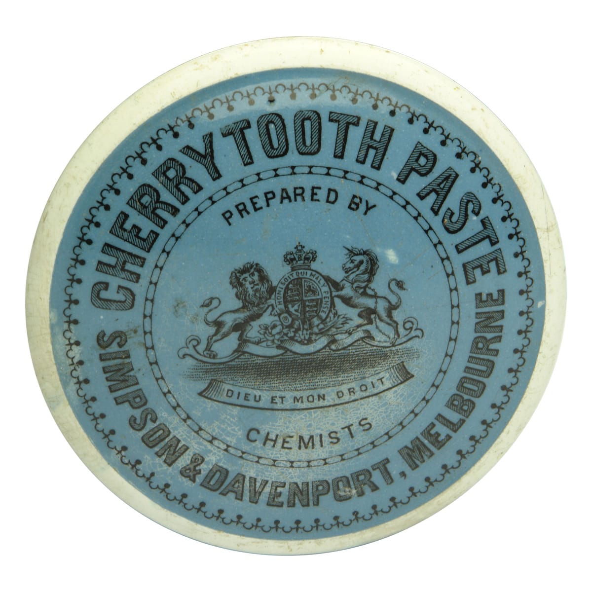 Simpson Davenport Melbourne Cherry Tooth Paste Pot Lid