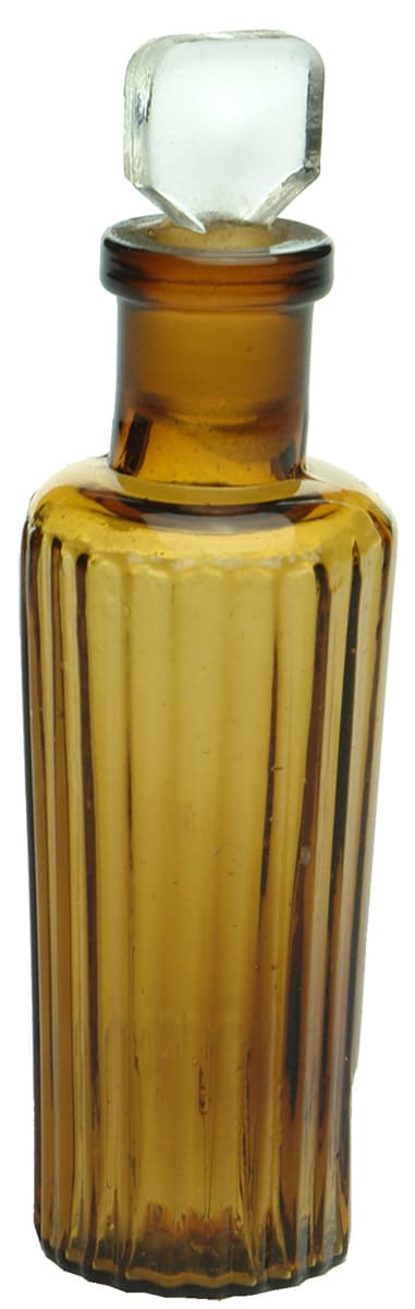 Amber Glass Ribbed Poison Bottle