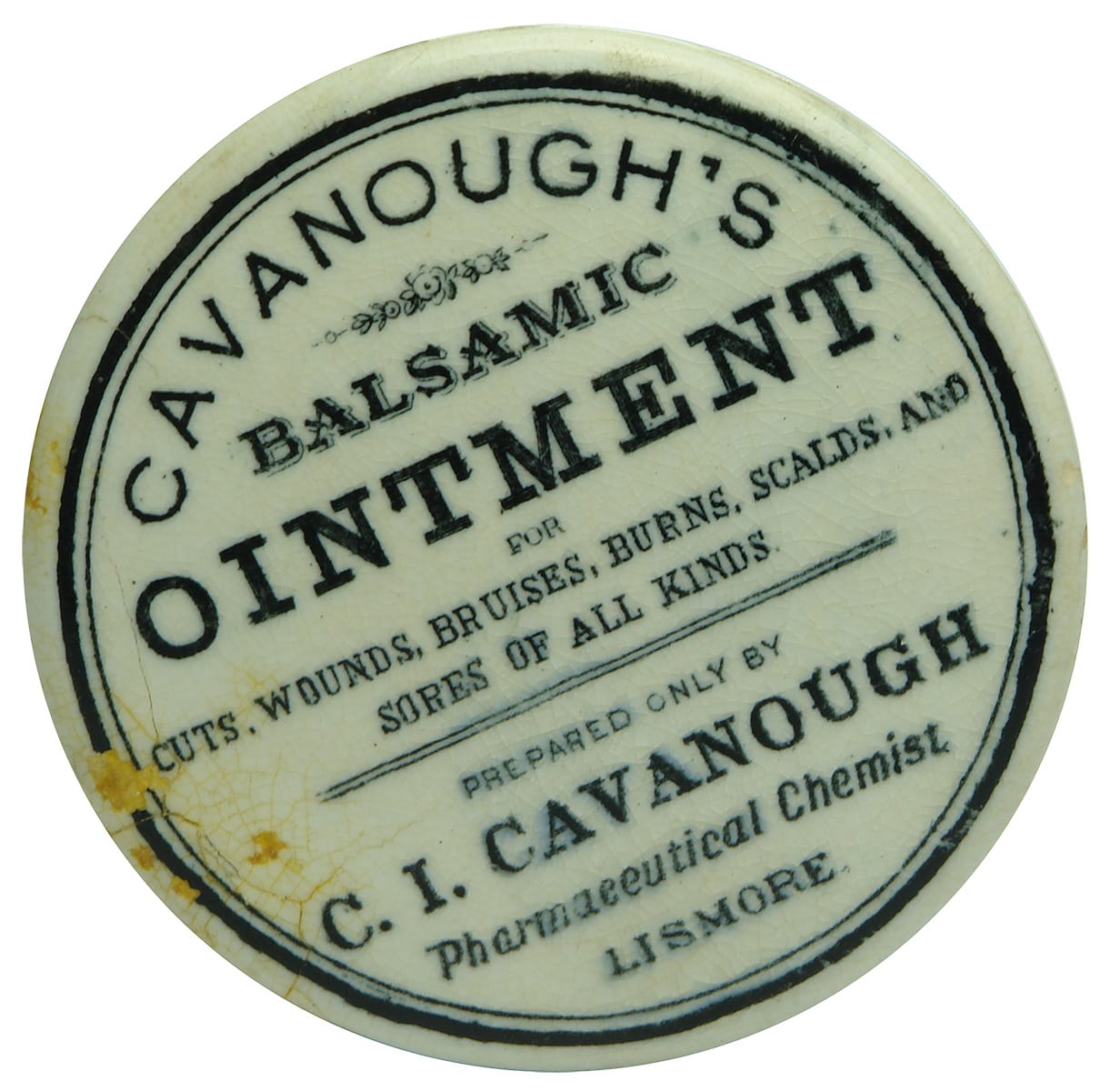 Cavanoughs Balsamic Ointment Lismore Pot Lid