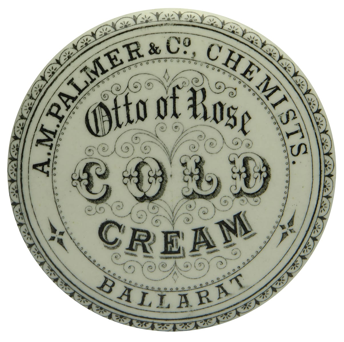 Palmer Chemists Ballarat Cold Cream Antique Pot Lid