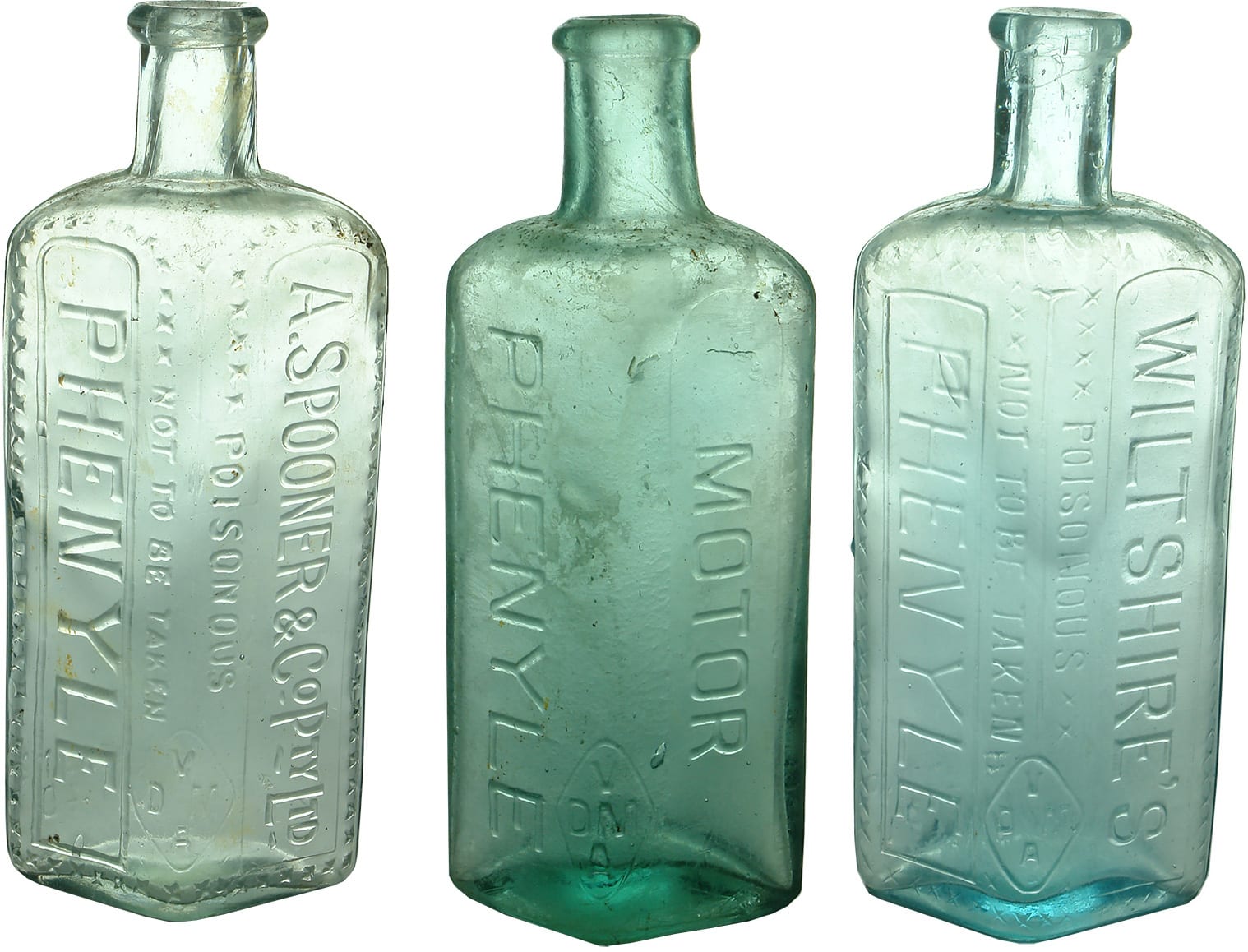 Antique Phenyle Poison Bottles