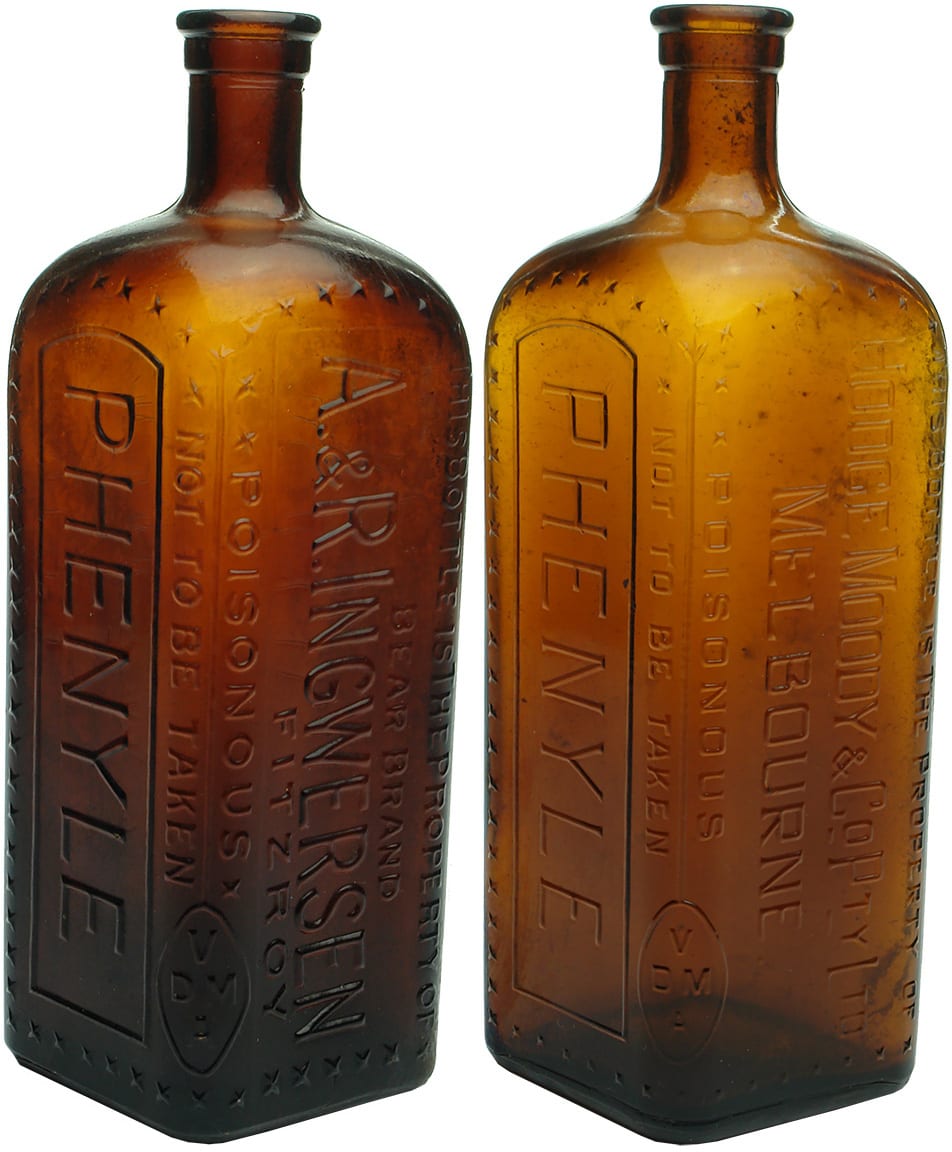 Antique Phenyle Poison Bottles