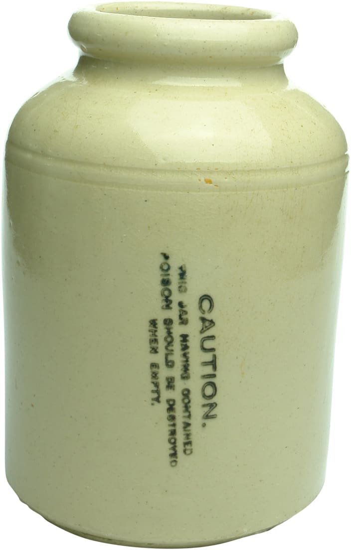 Caution Poison Fowler Sydney Antique Stone Jar