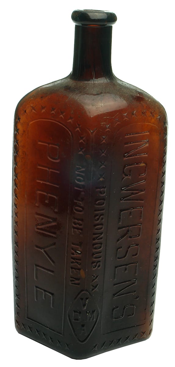 Ingwersens Amber Glass Phenyle Poison Bottle