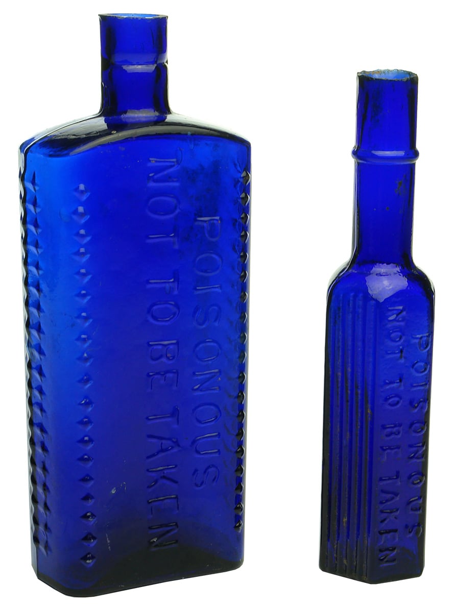 Antique Cobalt Blue Poison Bottles