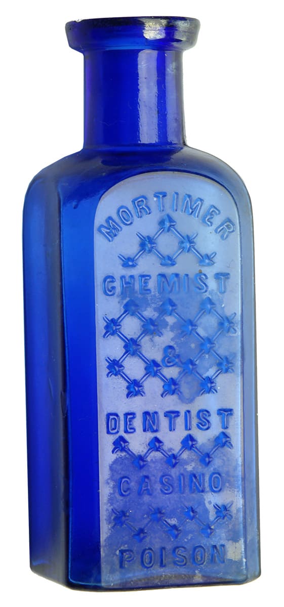 Mortimer Chemist Dentist Casino Blue Poison Bottle