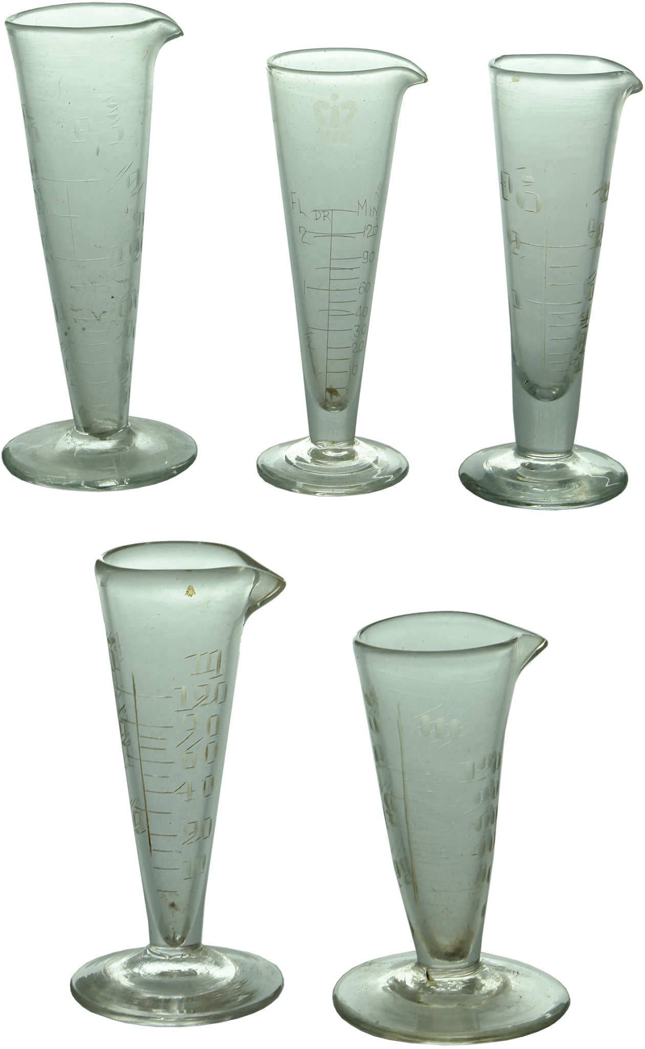 Antique Glass Measuring Beakers