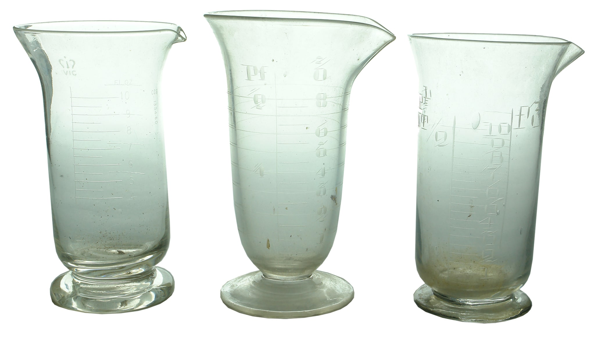 Antique Glass Measuring Beakers