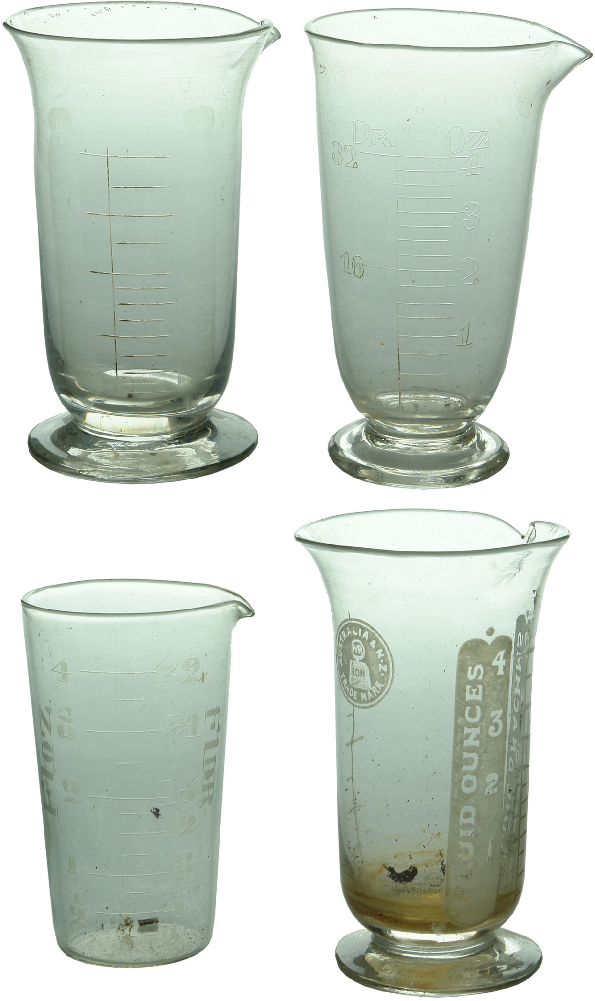 Antique Glass Measuring Beakers