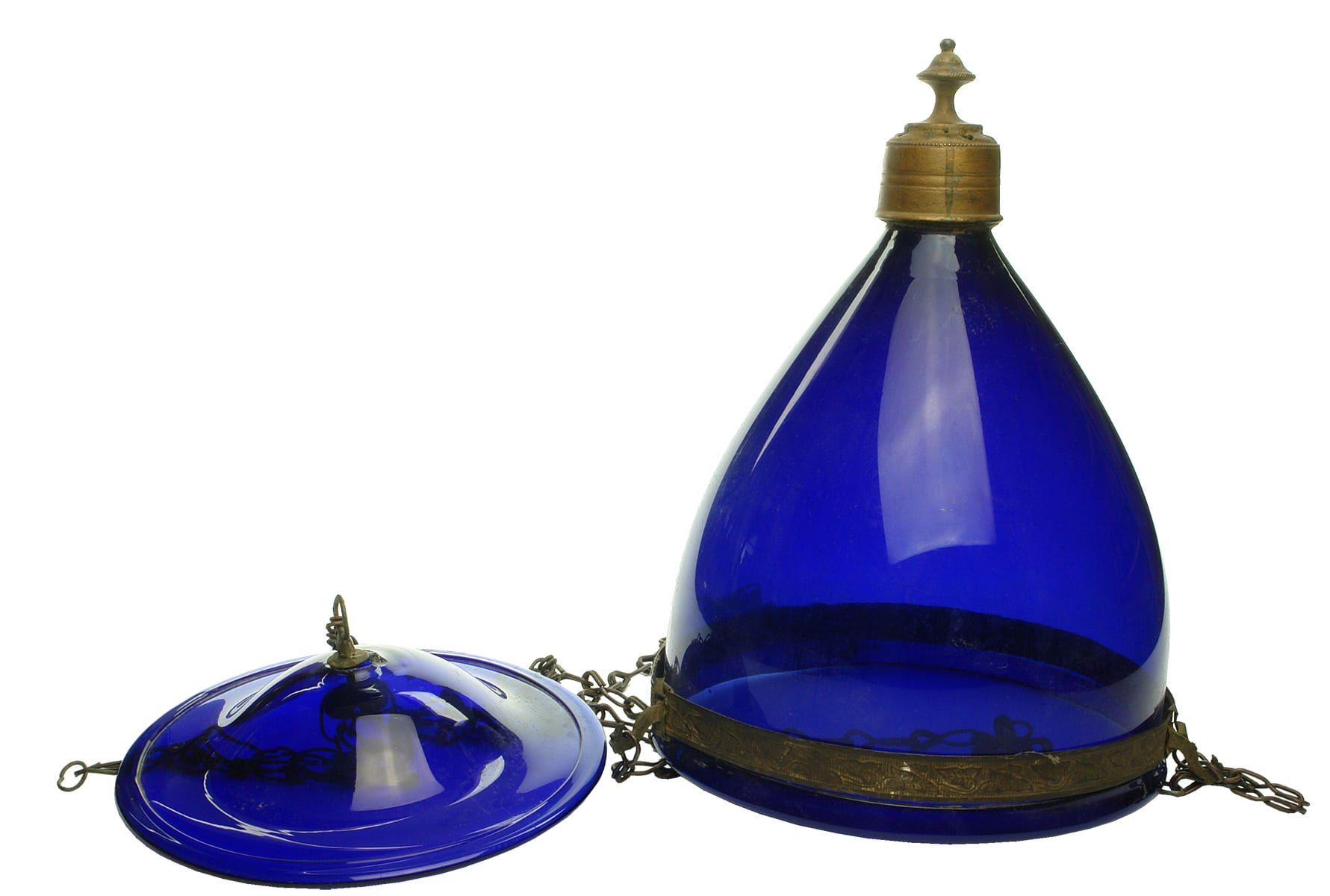 Cobalt Blue Glass Whale Oil Lamp