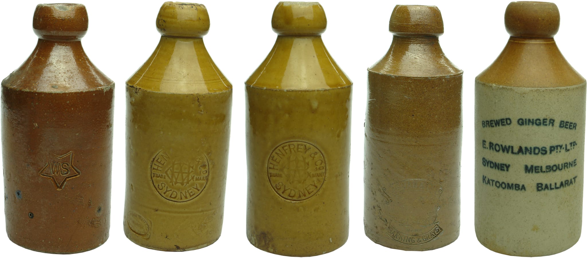 Antique Stoneware Ginger Beer Bottles