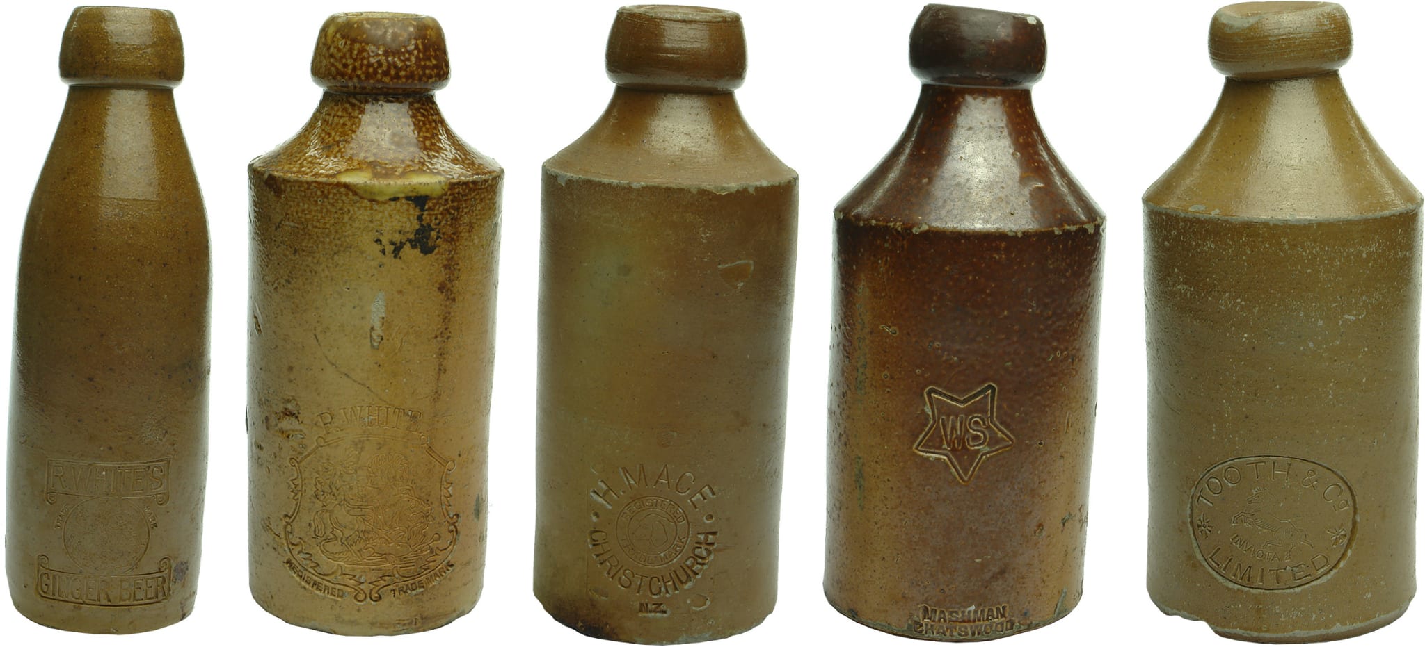 Antique Stoneware Ginger Beer Bottles