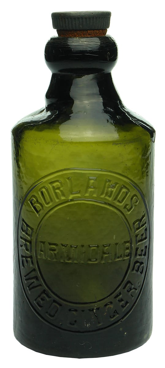 Borlands Armidale Brewed Ginger Beer Green Glass Bottle