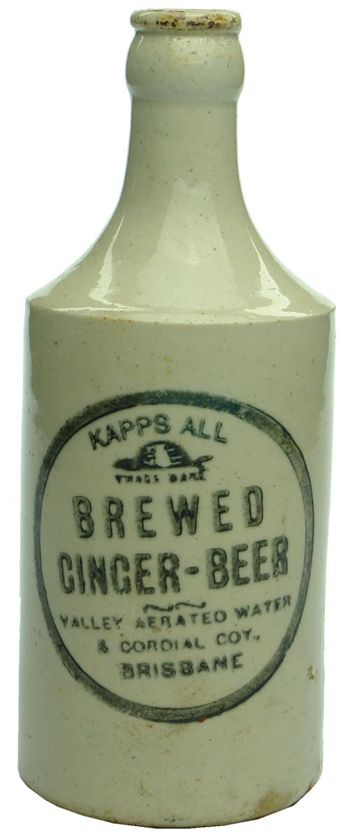 Kapps All Valley Brisbane Antique Ginger Beer Bottle