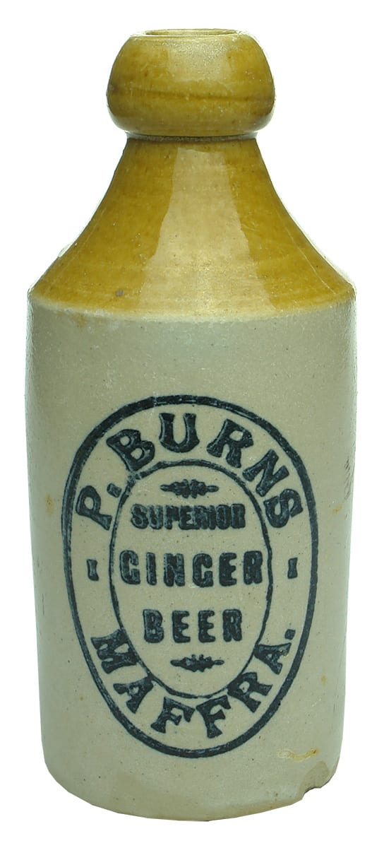 Burns Superior Ginger Beer Maffra Stoneware Bottle