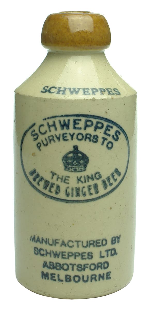 Schweppes Abbotsford Stoneware Ginger Beer Bottle