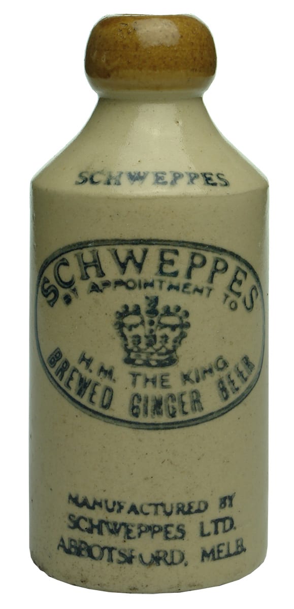 Schweppes Abbotsford Stoneware Ginger Beer Bottle