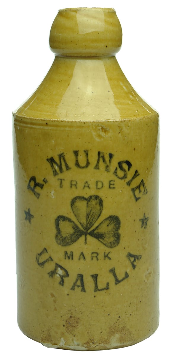 Munsie Uralla Shamrock Stone Ginger Beer Bottle