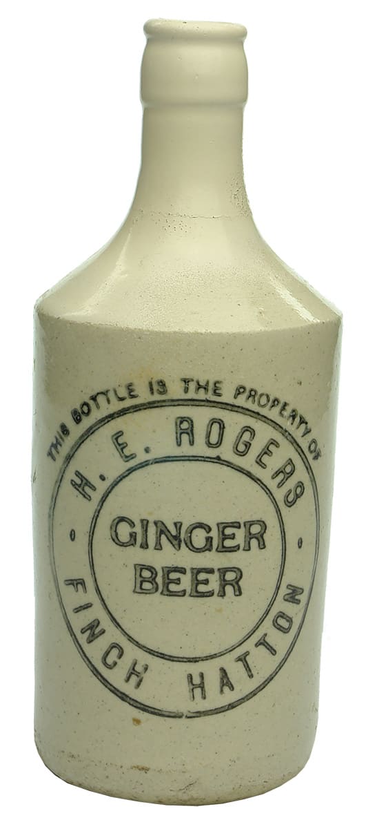 Rogers Ginger Beer Finch Hatton Stoneware Bottle