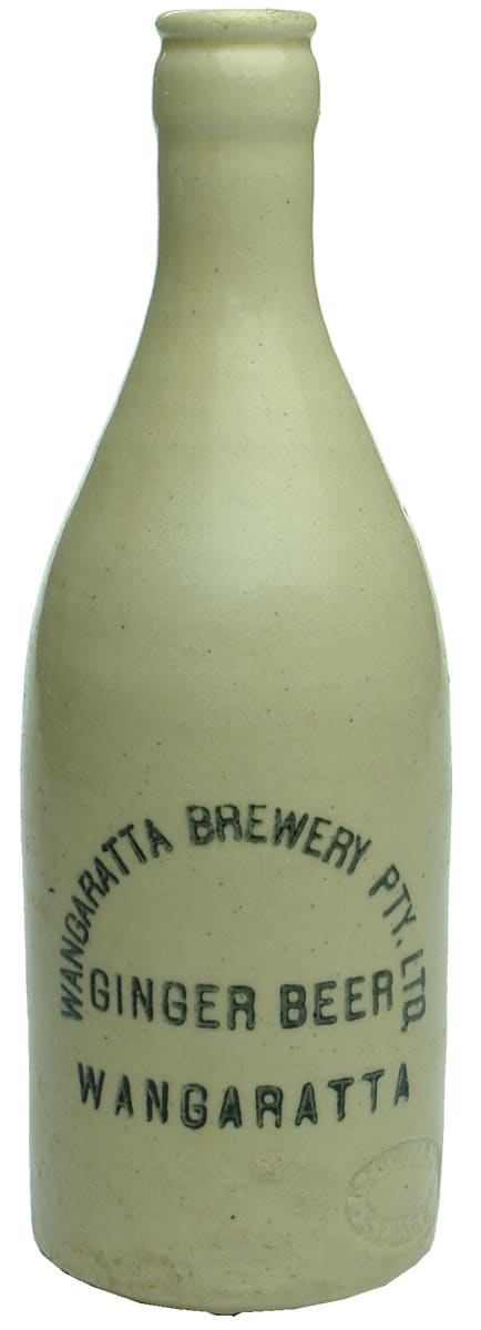 Wangaratta Brewery Ginger Beer Stoneware Crown Seal Bottle