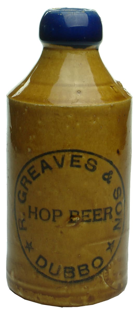 Greaves Hop Beer Dubbo Stoneware Bottle