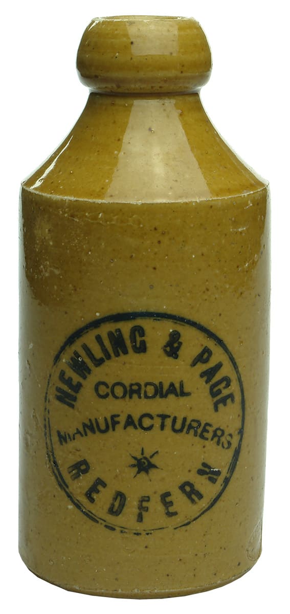 Newling Page Cordial Manufacturers Redfern Stone Bottle
