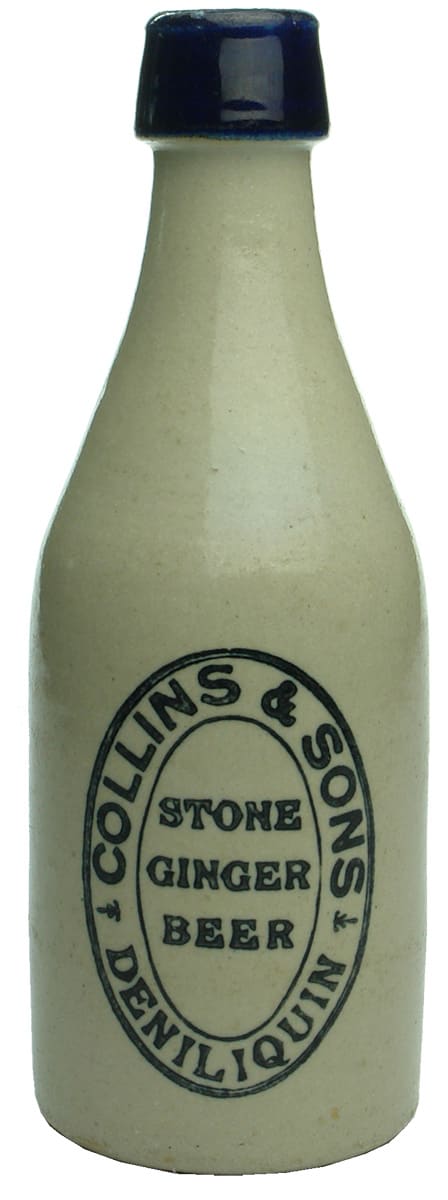 Collins Deniliquin Stone Ginger Beer Pottery Bottle