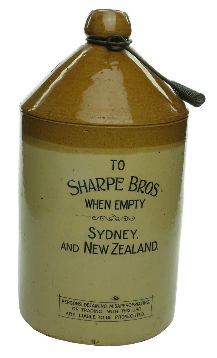 Sharpe Bros Sydney New Zealand Doulton Stoneware Demijohn