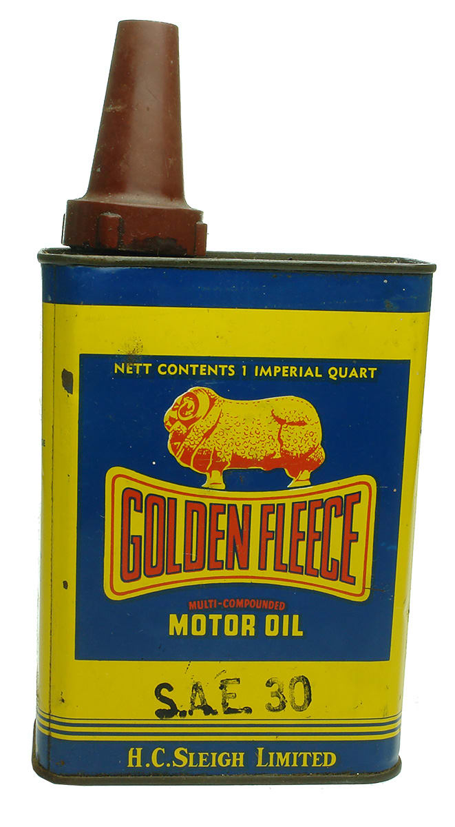 Golden Fleece Dogbone Ram Sleigh Motor Oil Tin