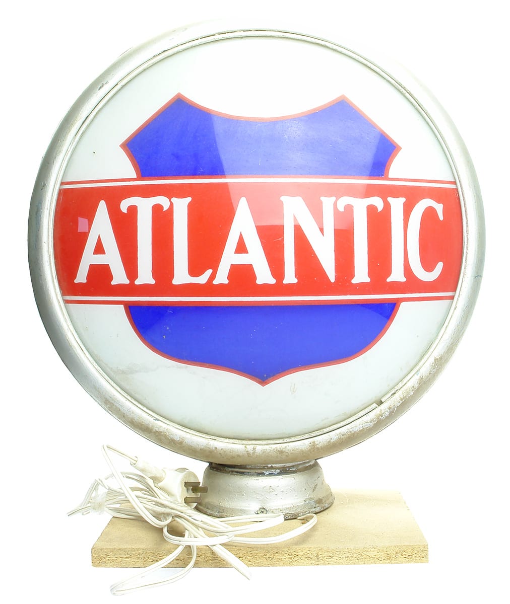 Atlantic Milk Glass Garage Service Station Globe