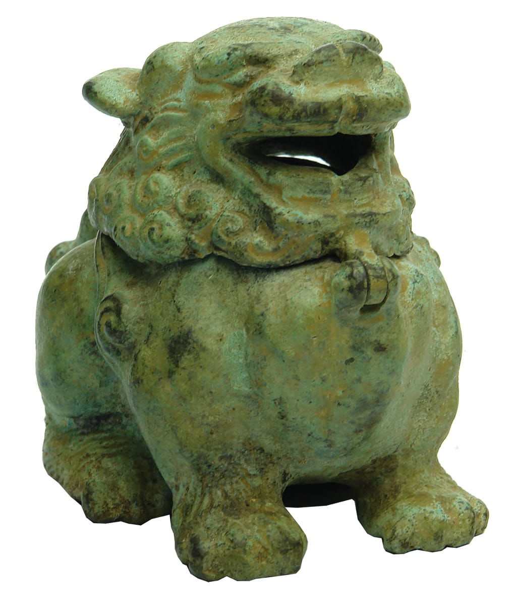Brass Lion Lidded Chinese Container