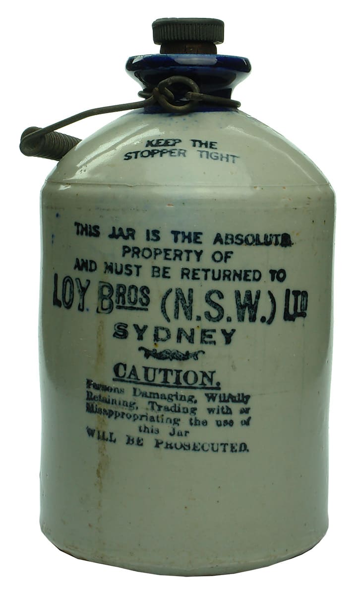 Loy Bros Sydney Blue Lip Stoneware Demijohn