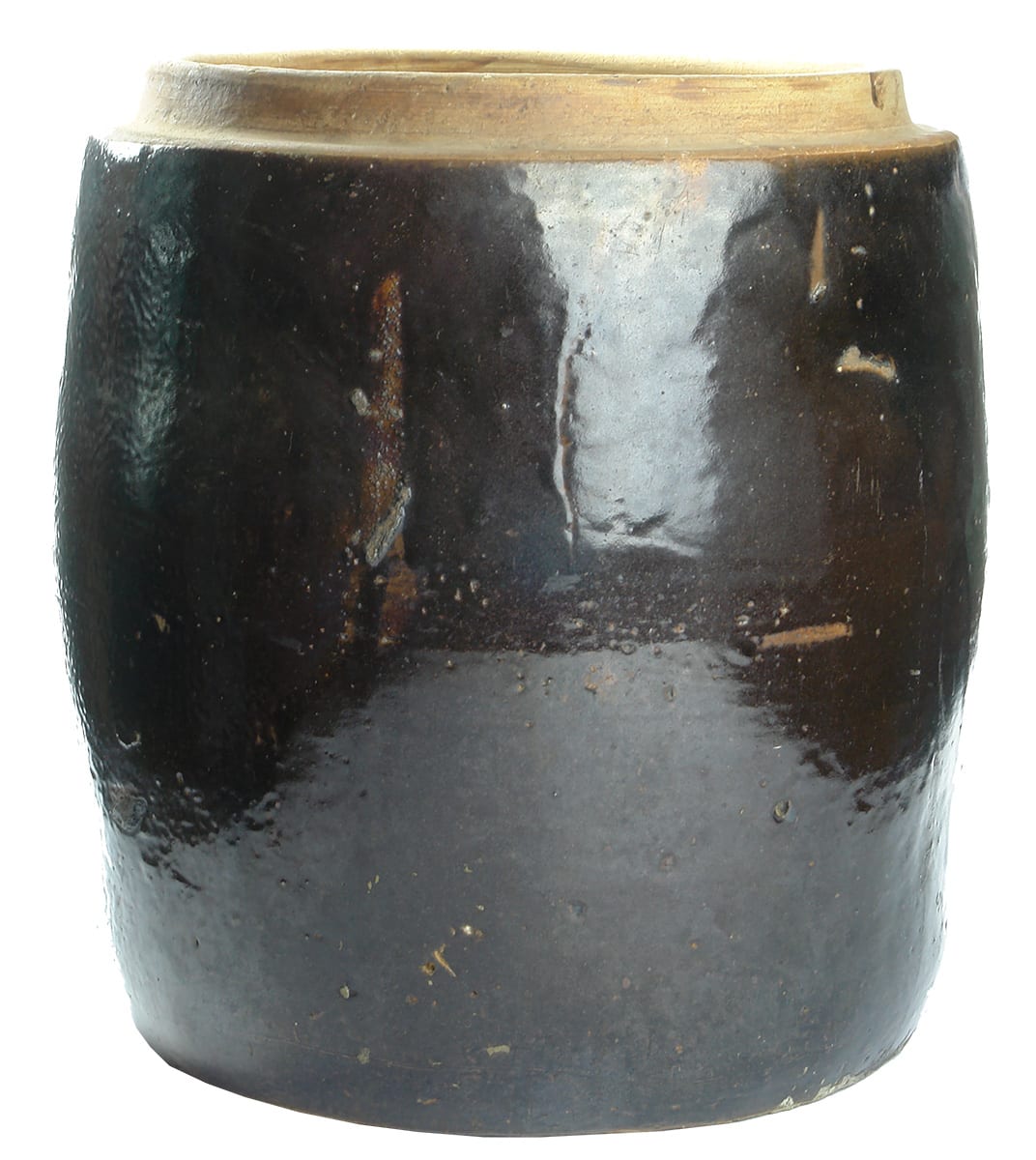 Large Chinese Stoneware Barrel Storage Jar