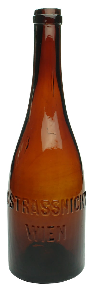 Strassnicky Wien Antique Amber Glass Bottle