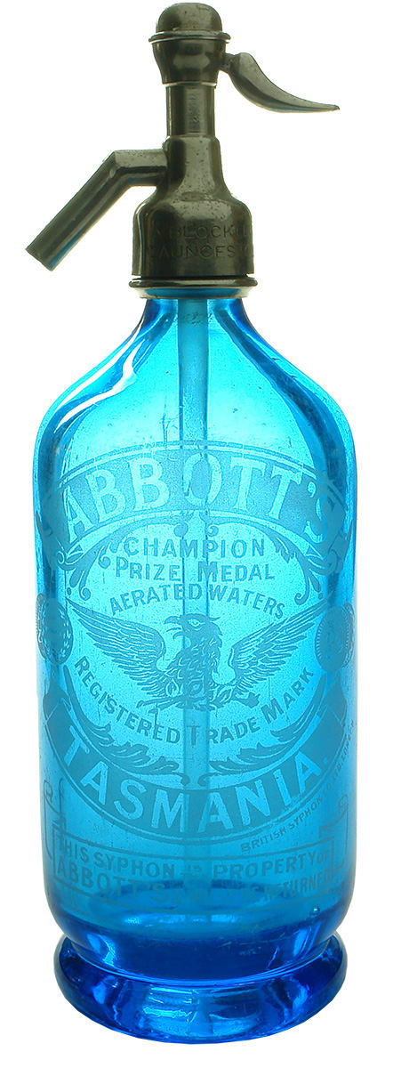 Abbotts Tasmania Blue Glass Soda Syphon