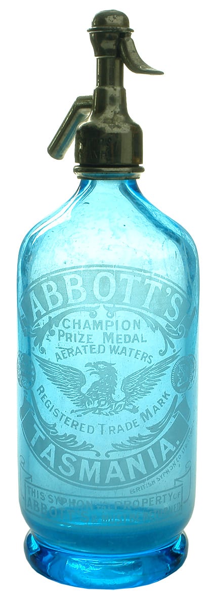 Abbotts Tasmania Blue Glass Soda Syphon