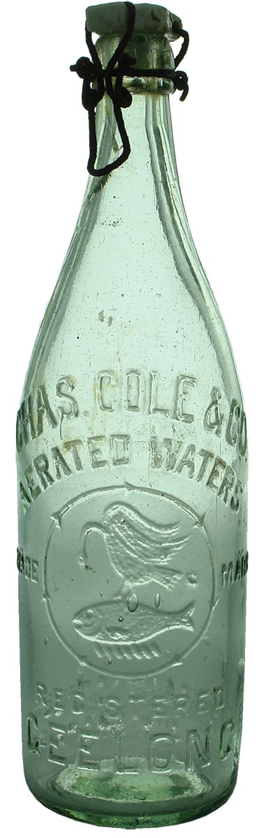 Chas Cole Aerated Waters Geelong Lightning Stopper Bottle