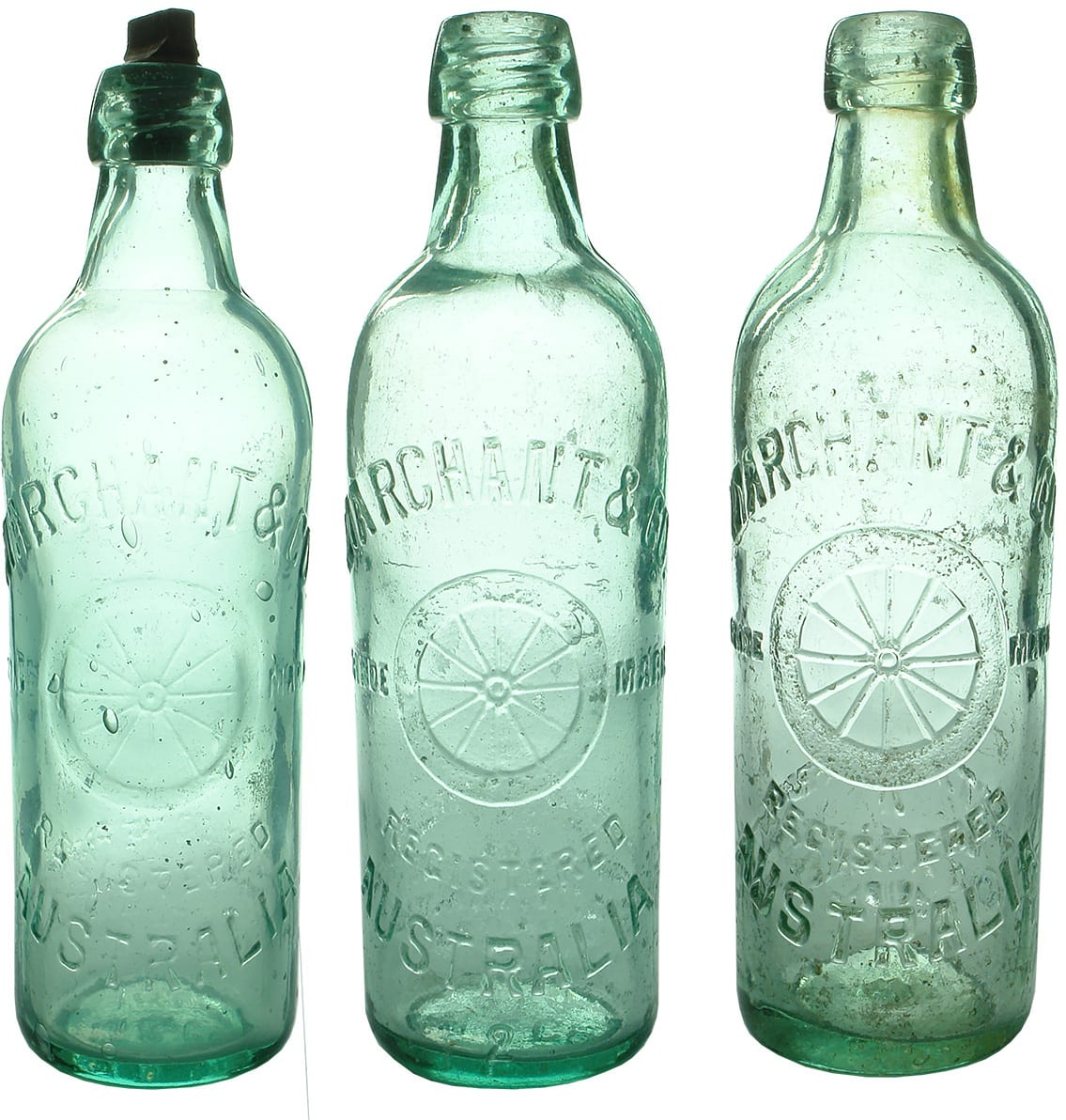 Antique Marchant Internal Thread Soft Drink Bottles