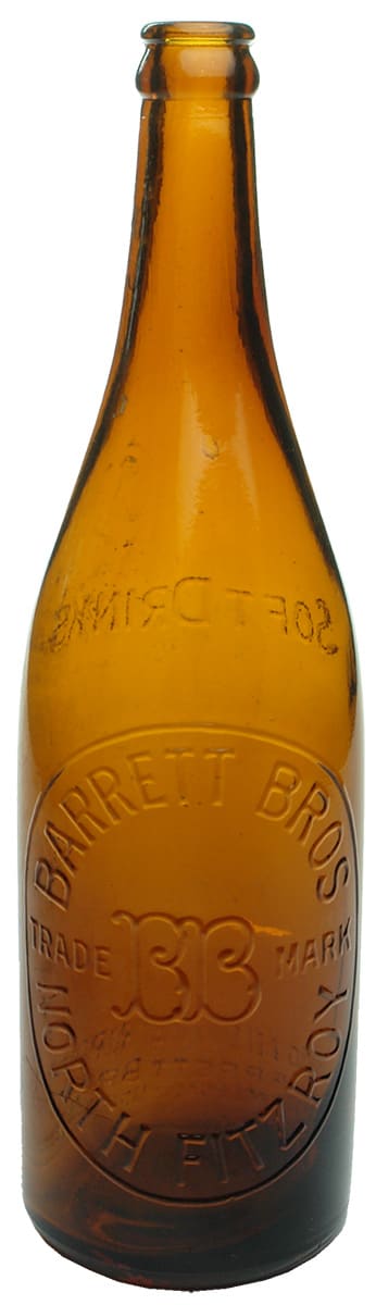 Barrett Bros North Fitzroy Soft Drinks Crown Seal Bottle
