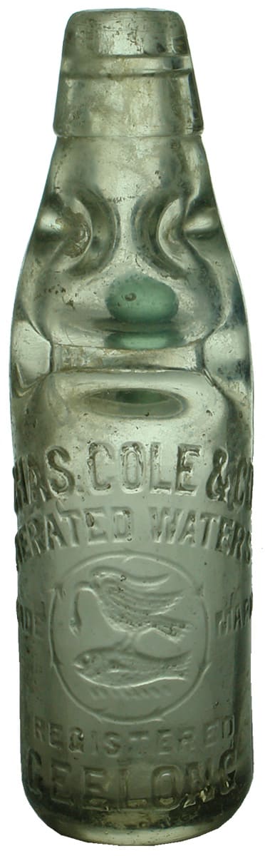 Chas Cole Geelong Aerated Waters Codd Marble Bottle