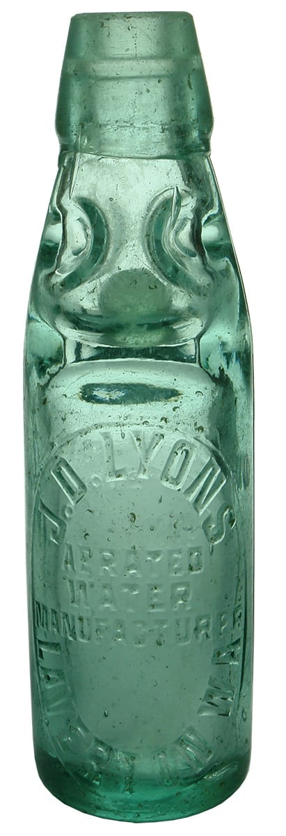 Lyons Laverton Dobson Patent Codd Marble Bottle