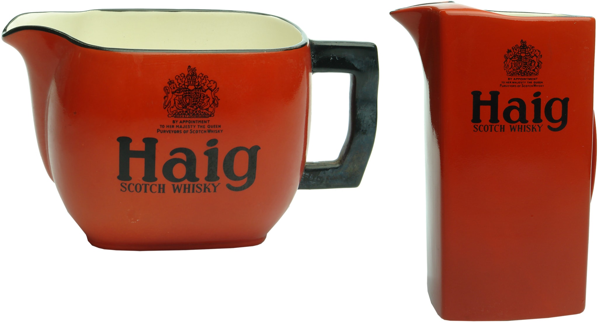 Haig Carlton Ware Red Advertising Whisky Water Jugs