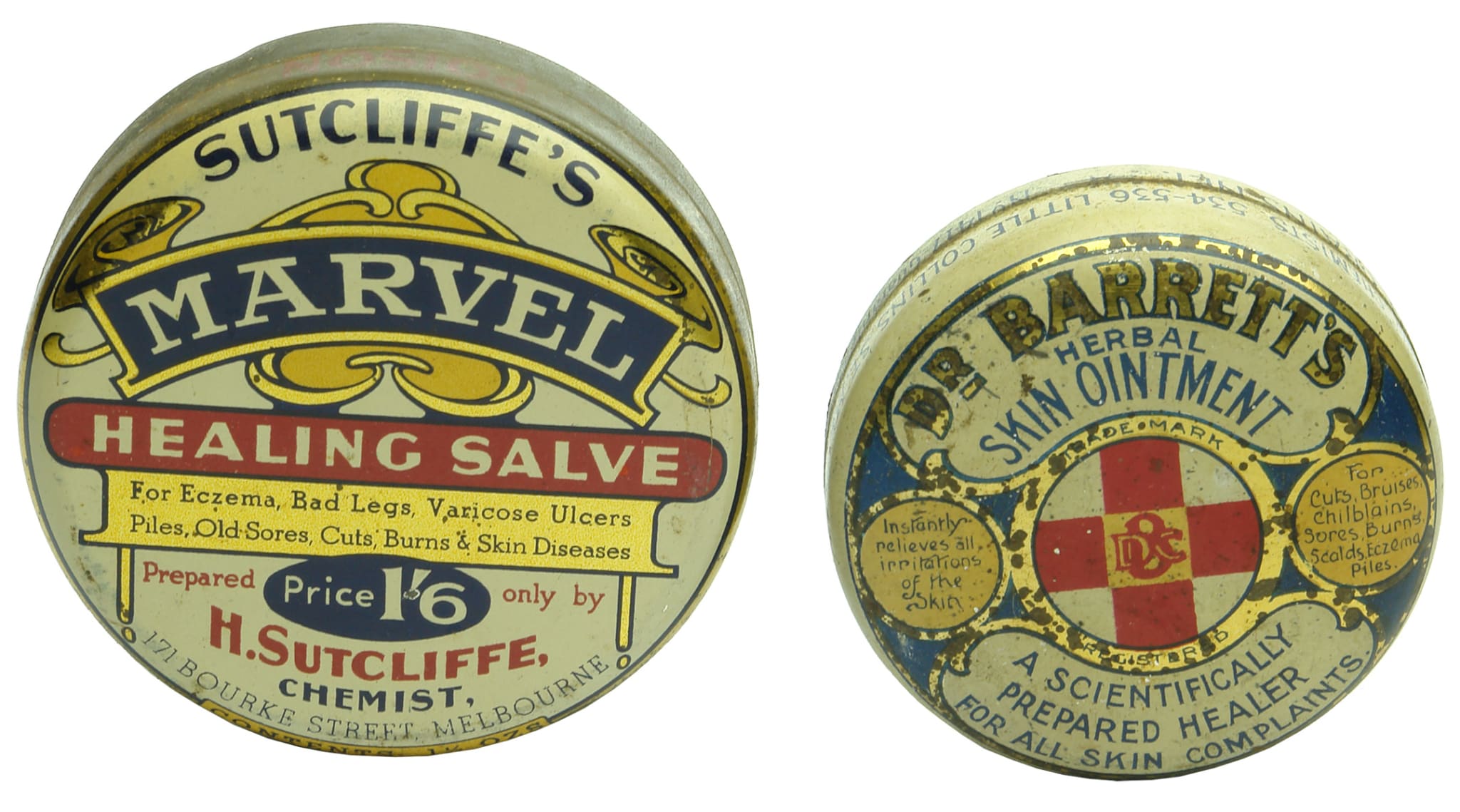Antique Medical Quack Cure Melbourne Tins