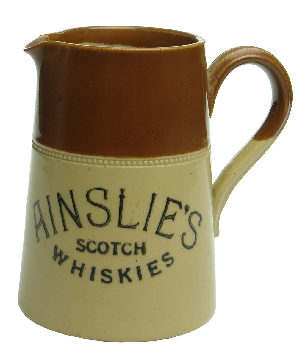 Ainslie's Scotch Whiskies Antique Advertising Water Jug