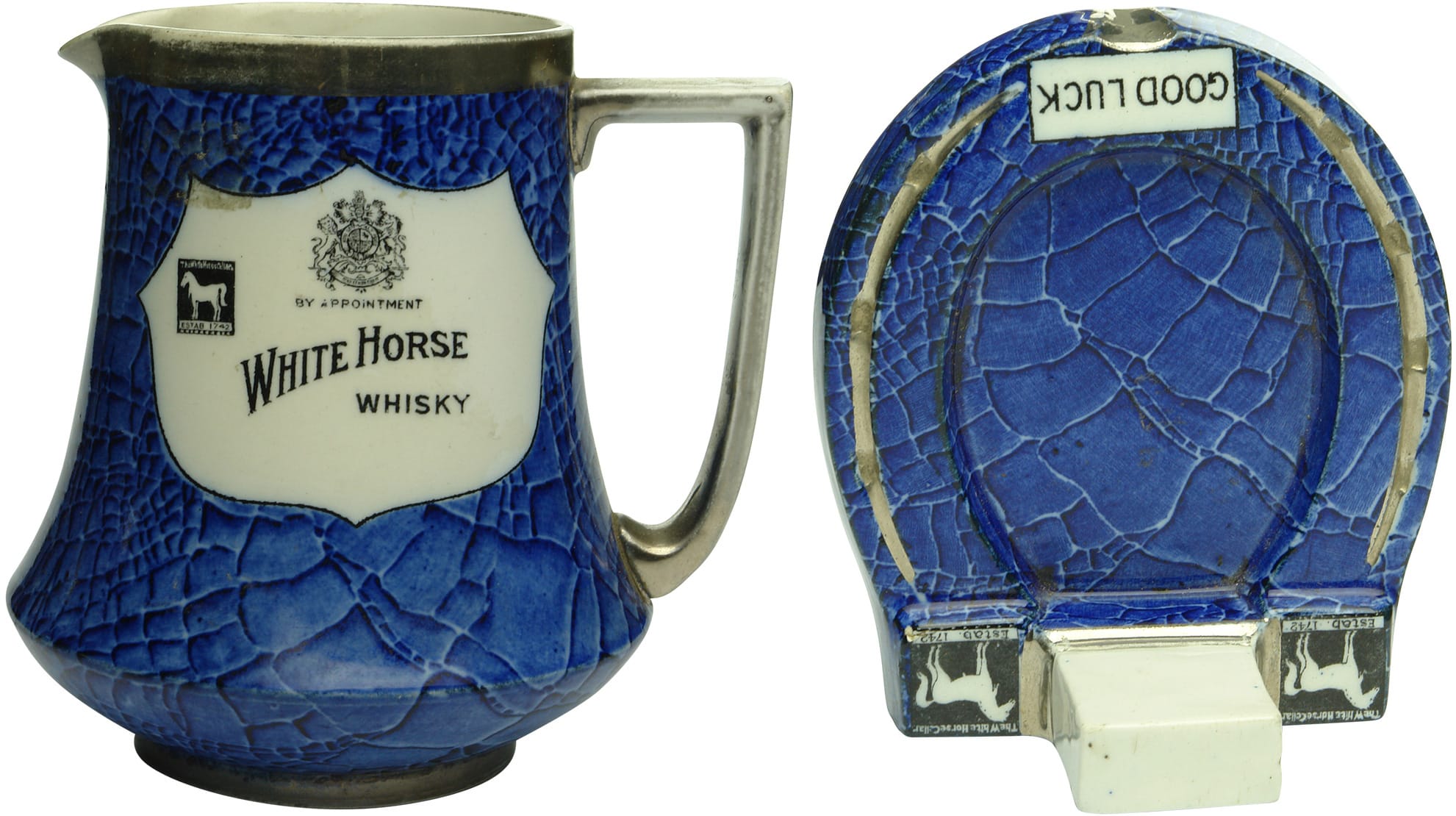 Shelley White Horse Whisky Advertising Jug Ashtray